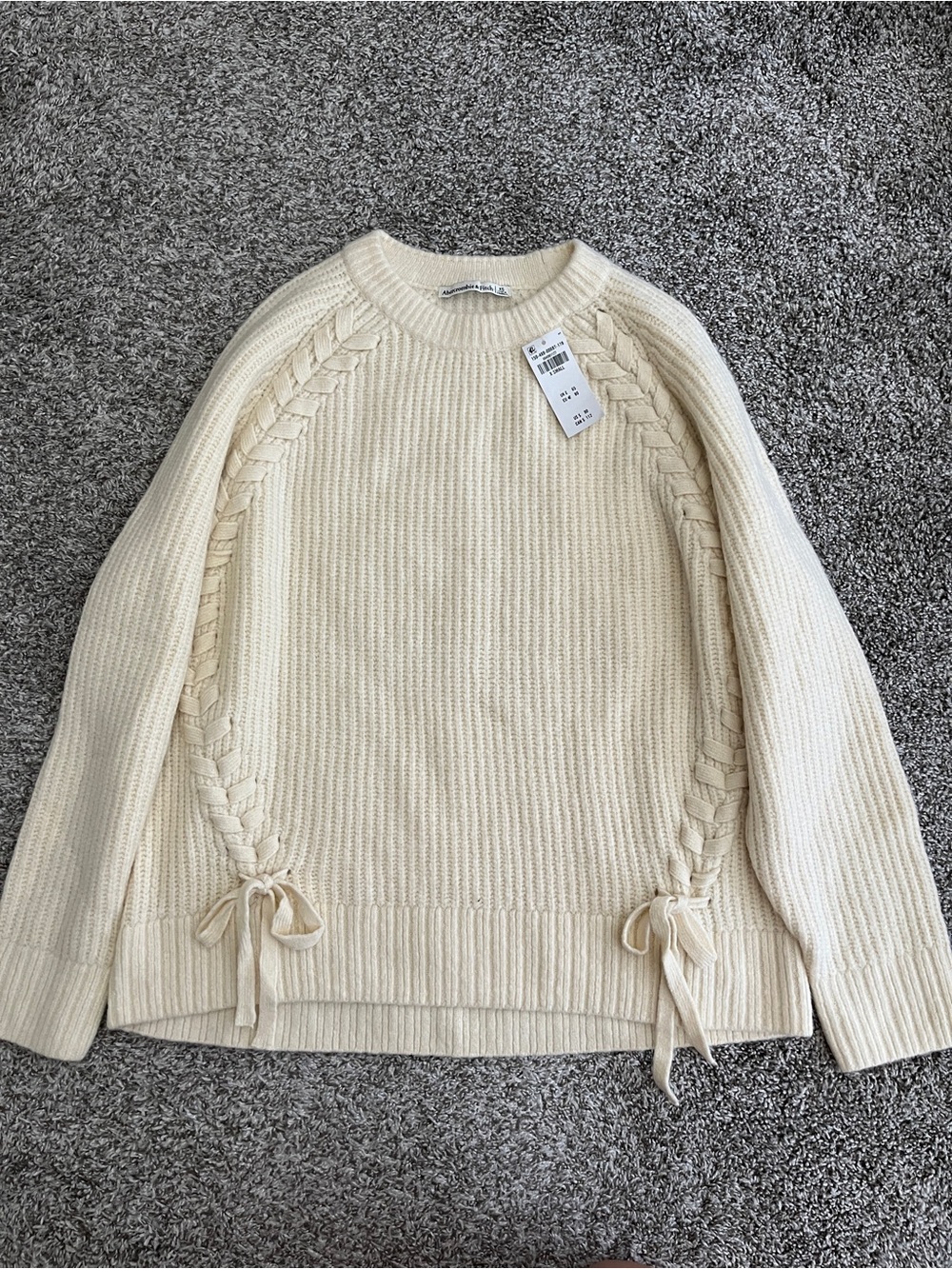 NWT Abercrombie & Fitch Ivory Braided Knit Sweater